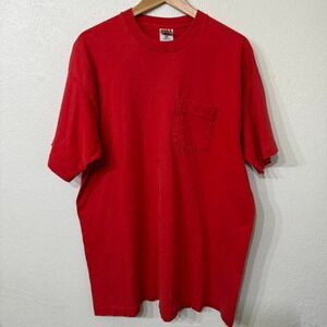Red vintage single stitch 90s pocket tee tagged xxl
